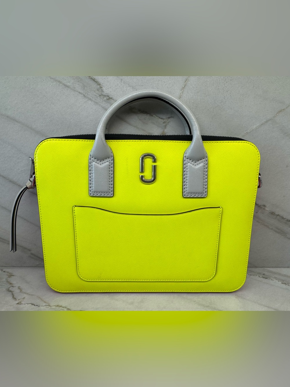 SOLD Marc Jacobs Snapshot Commuter 13 Laptop Bag Neon Yellow Saffiano Leather - Picture 3 of 16